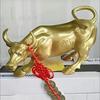 Латунный Бык Уолл-стрит Скульптура Быков Медная Статуя Коровы Талисман Украшение Декор Офиса Изысканные Ремесла Подарок для Бизнеса