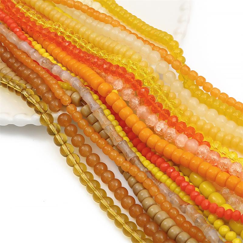 20Pcs Crystal Glass Beads Sunshine Color Loose Space Beads for Bracelet Necklace DIY Jewelry Craft Making Accessories