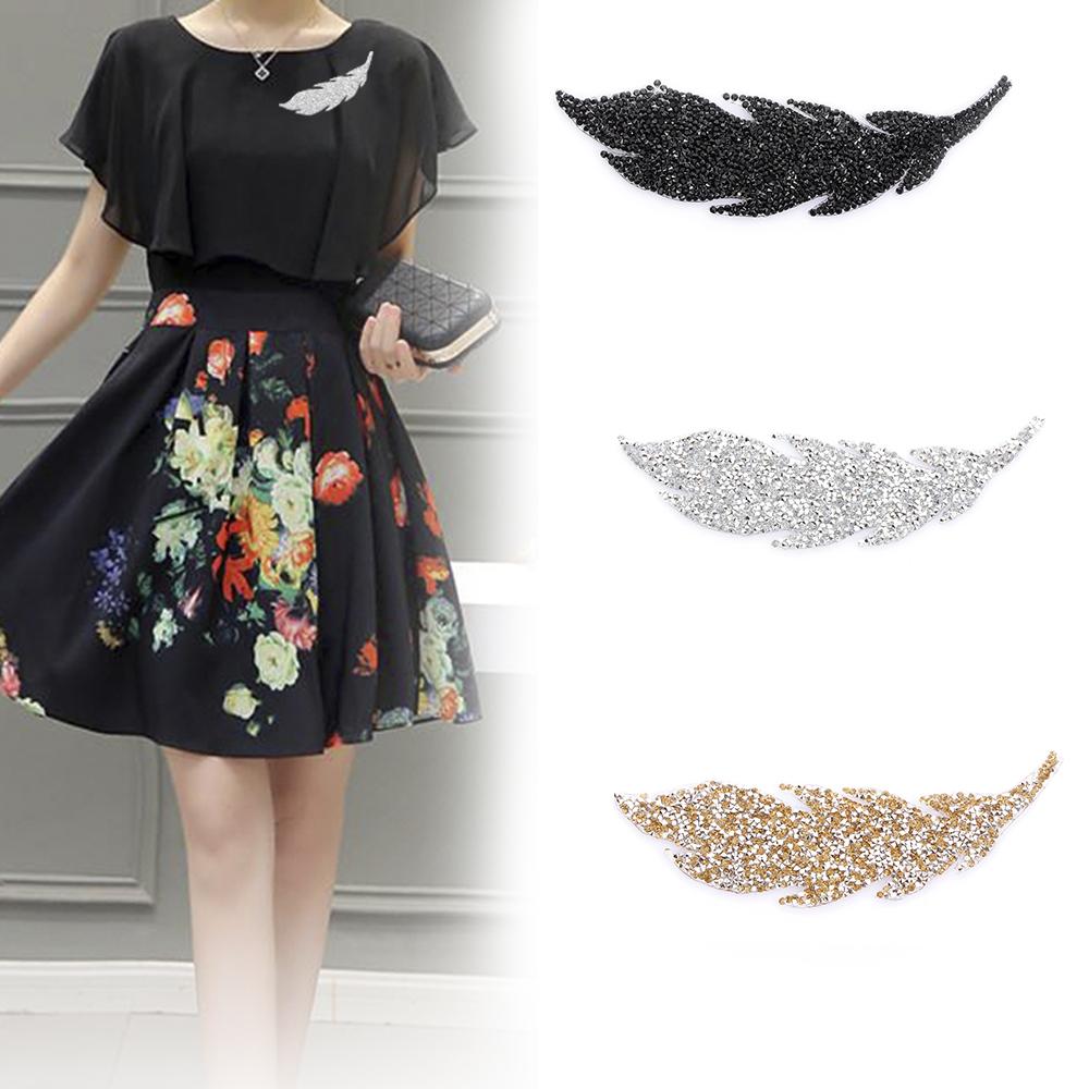 Decoration Thermal Transfer Motifs Sticker Clothing Accessories Leaves Hotfix Rhinestone Patches