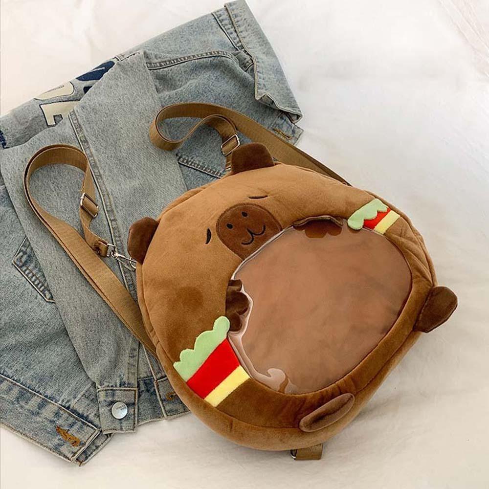 Large Capacity Creative Ita Bag Cute Cartoon Doll Daypack Thickened Capybara Plush Backpack Gifts