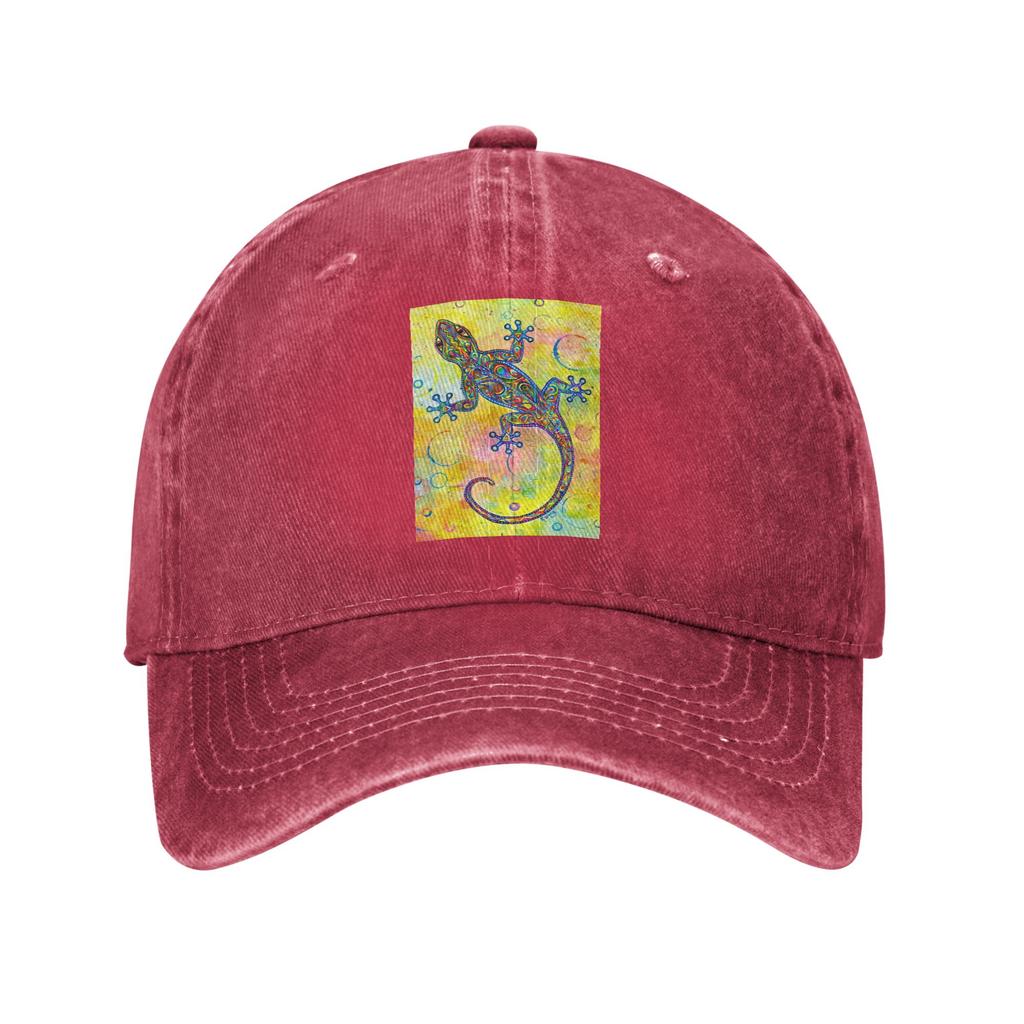 Electric Groovy Gecko Psychedelic Paisley Lizard Denim Fabric Cap Casual Baseball Caps Hat Summer Unisex Baseball Hats