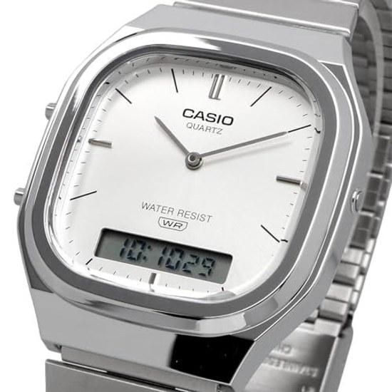 CASIO Аналого-цифровые кварцевые наручные часы Edgy Collection AQ-240E-7A Унисекс Двойное время Серебристый Зарубежная модель