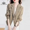 Повседневная куртка с длинным рукавом, женская осенняя новая корейская версия пиджака, универсальная куртка, свободный укороченный плащ