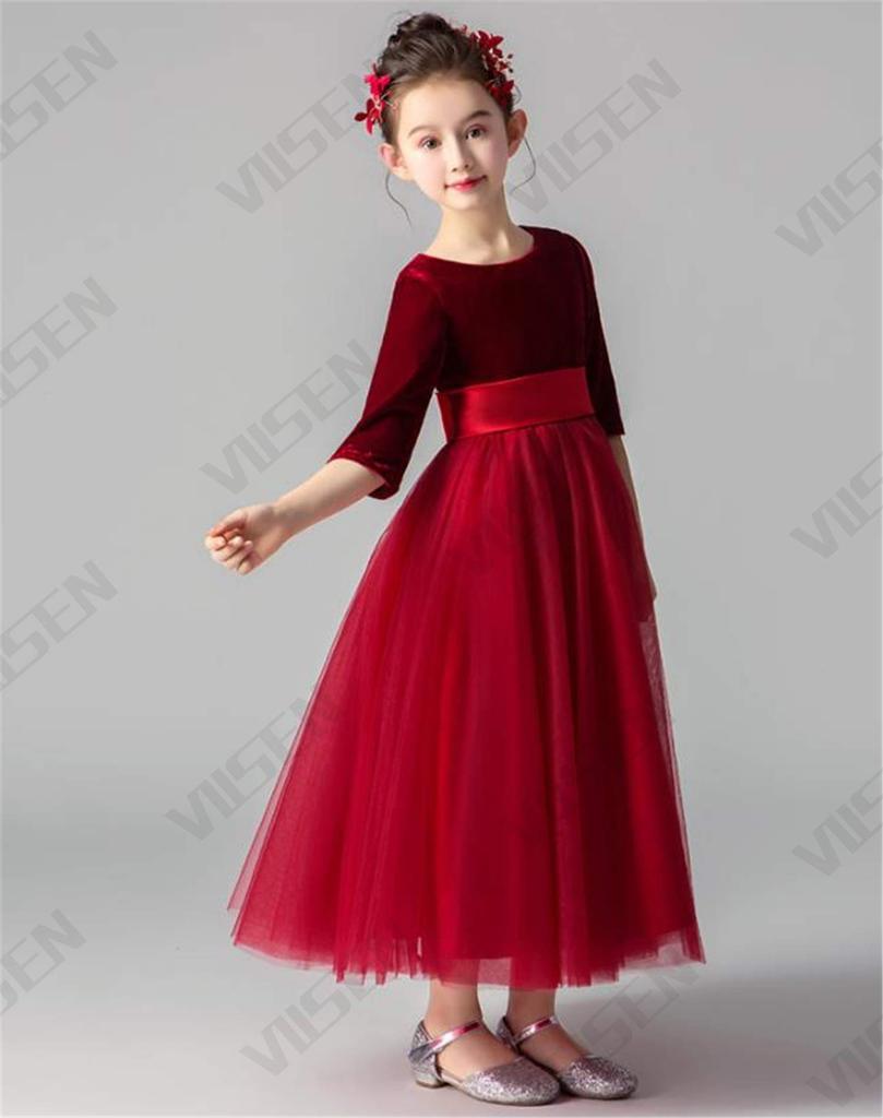 VIISEN Piano Recital Long Junior Perfect for Stage and as a Children's Dress, Dress, Dress, Girls' Dress, Elegant, High-Quality Dress, Recitals,