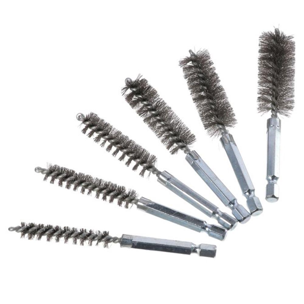 6шт разных размеров щетины проволочная щетка щетка для очистки отверстий набор щеток ржавчина, очистка труб