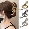Hair Claw Musical Note Shape Faux Pearl Hair Clip Back Head Shower Hair Claw Decorative Hair Accessory