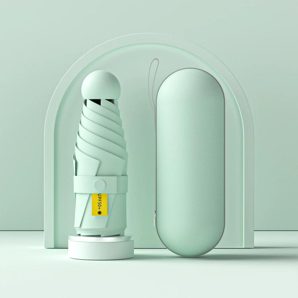 Women's UV-Resistant Dual-Use Capsule Umbrella Five-Fold Compact Design for Fashion And Sun Protection