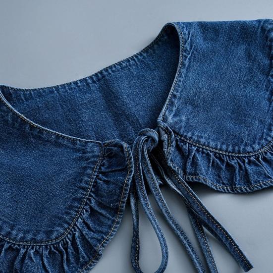 Fake Collar Solid Color Ruffle Trim Lace-up FALSE Collar Dress Shirt Collar Insert Removable