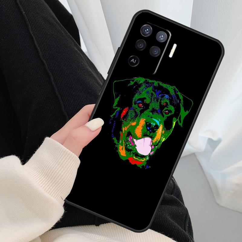 Cute Rottweiler Dog Case For Oppo A96 A76 A16 A60 A98 A58 A78 A18 A38 A80 A40 A77 A57 A17 A74 A54 A94 A15 A5 Pro