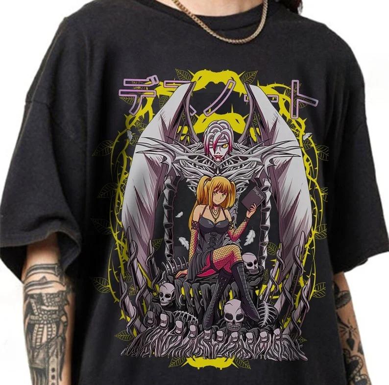 2026 Summer Popular Anime Death Note Oversized TShirt Misa Aunisexe Gothic Skull Heart Art Print Casual Tee For Unisex Unisex