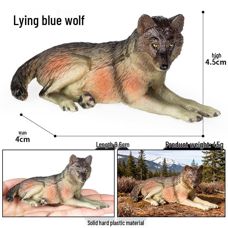 Children's Wild Animal Forest Wolf Toy - Lying Wolf Figurine for Car Decoration