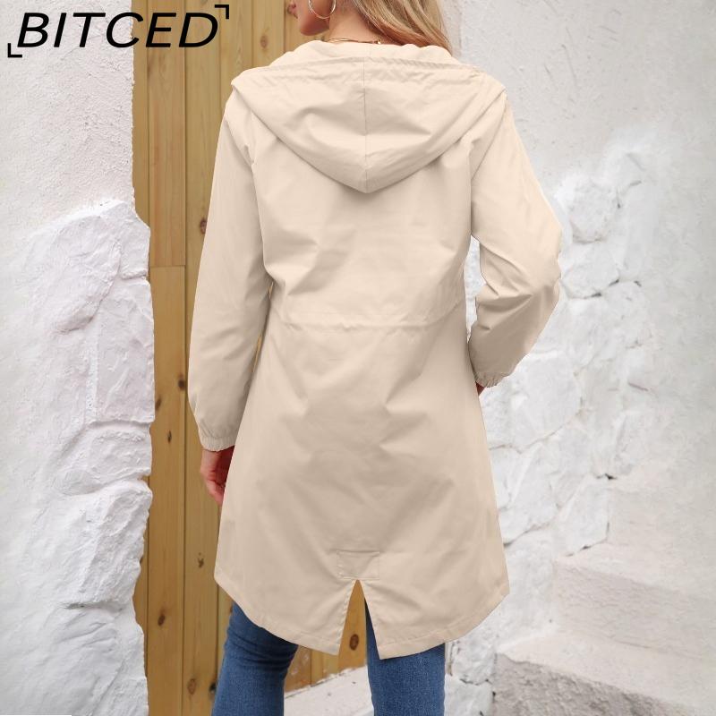 BITCED Осенне-зимний водоотталкивающий тренч с капюшоном, женское повседневное длинное пальто свободного кроя, больших размеров, верхняя одежда для улицы от дождя