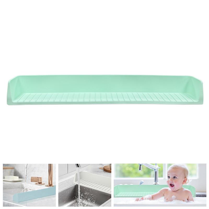 Брызговик для ванны для детей - Силиконовая полка на бортик ванны для дополнительного игрового пространства, Большой держатель-подставка для игрушек для ванной