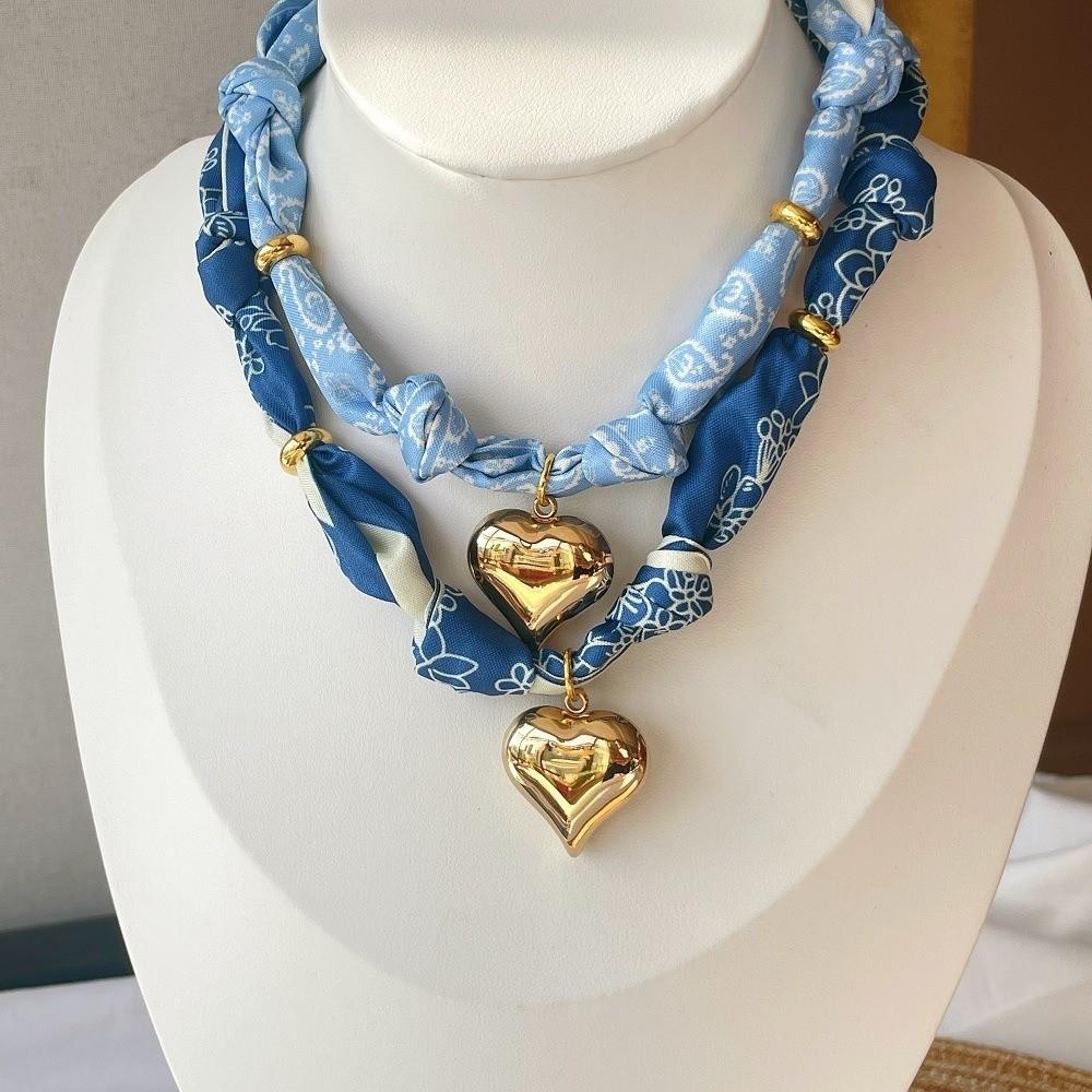 Handmade Scarf Necklace Lightweight Choker Necklace Gifts Heart Pendant  Outfit Accessories