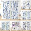 Floral Ink-Washed Print Curtains Spring Blue Flowers For Living Room Bedroom Decor Rod Pockets Blackout Drapes Set Of 2