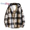 Cozy Up Повседневная клетчатая рубашка с капюшоном, мужские флисовые красные рубашки с длинными рукавами