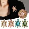 Women Turtle Brooch Rhinestone Anti-slip Faux Crystal Wear-resistant Suit Coat Collar Hat Scarf Decoration Clothes Pin Prom Party Garment Jewelry