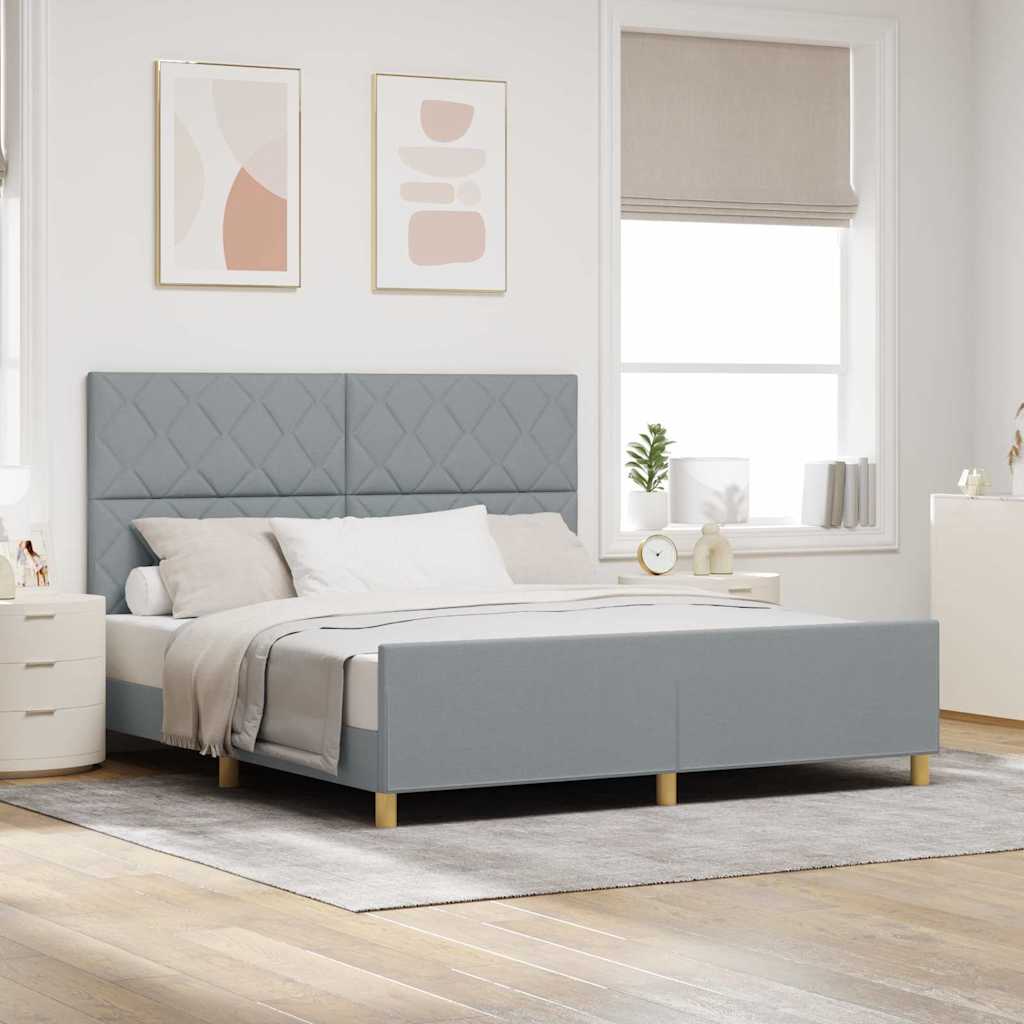 Bed Frame with Headboard Light Gray 180 x 200 cm Fabric