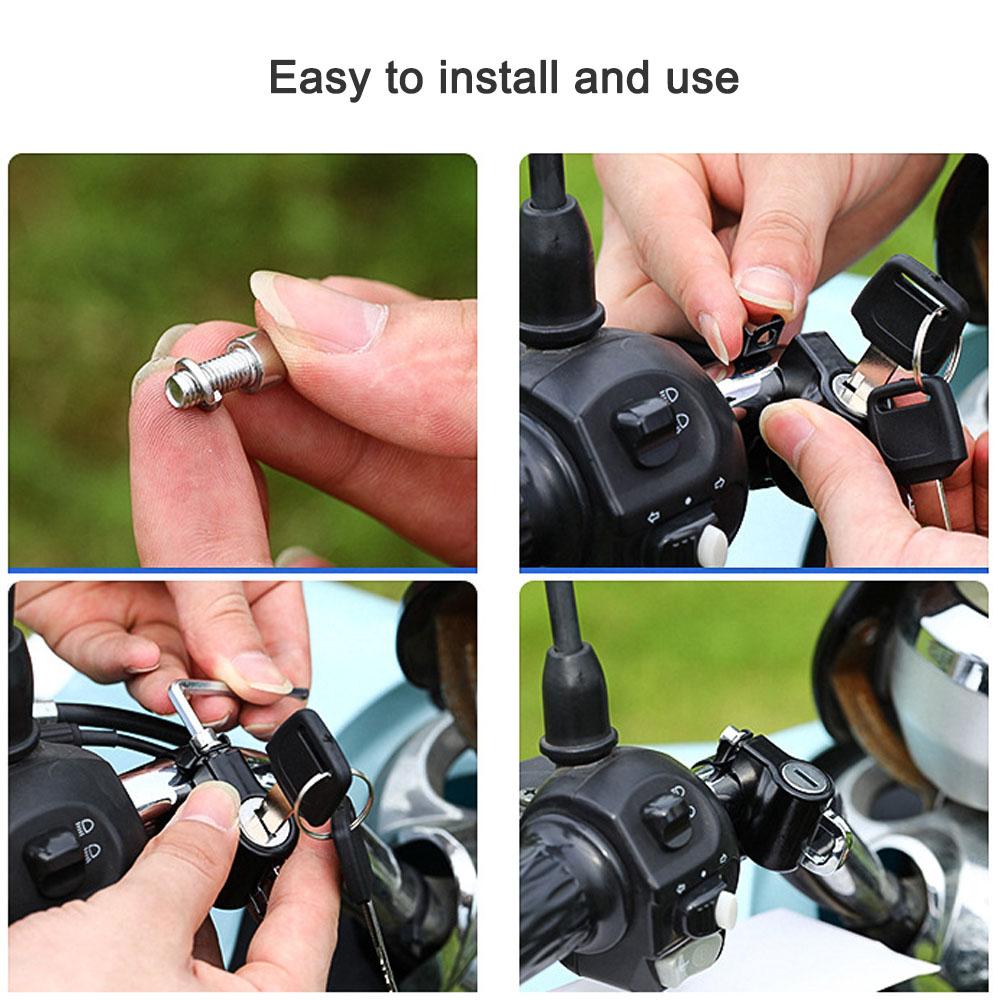Mini Portable Helmet Lock Anti Theft Safety Lock All Metal with 2 Keys for 22 24mm Handlebar Bike Motorcycle Electric
