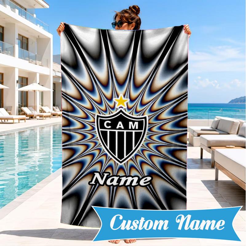 Custom Name Beach Towel Cam Abstract Artwork Microfiber Beach Towel, Lightweight for Summer Travel, Swimming Pool Fan Birthday Gift