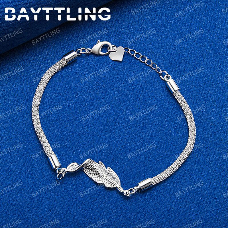 Luxury 925 Sterling Silver Delicate Heart Shape Musical Note Bracelet Women's Party Favor Jewelry Wedding Fashion Accessories