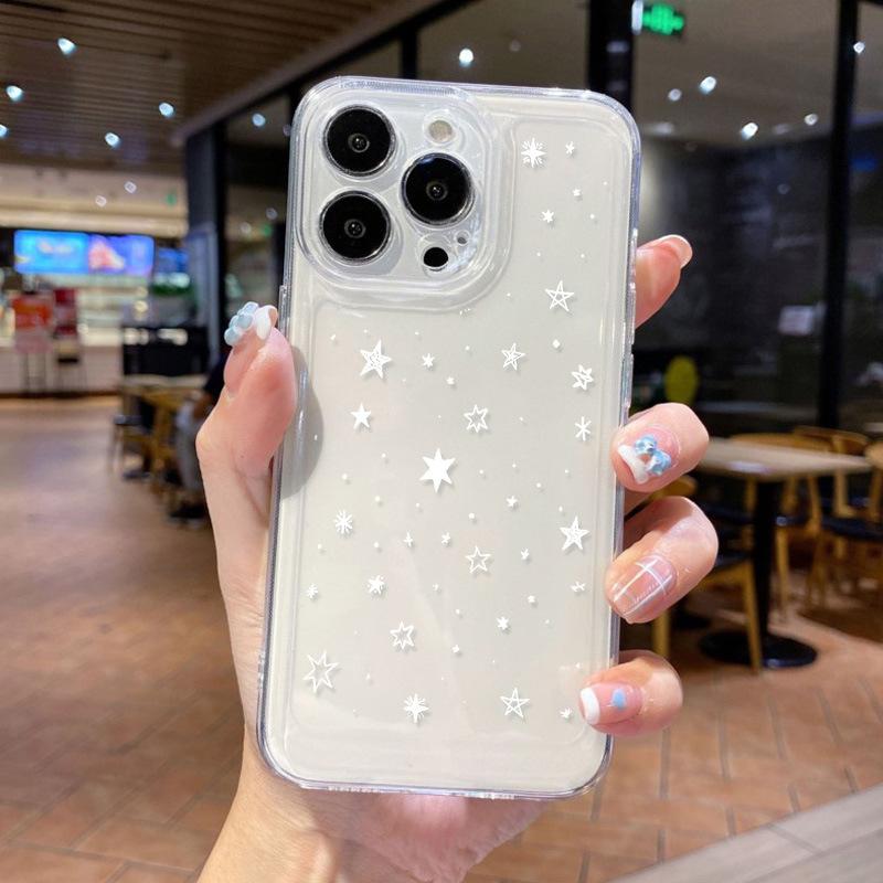 Подходит для iPhone17ProMax чехол для телефона с рисунком в мелкий горошек и снежинками, космический чехол Apple 16 прозрачный 15/14 нишевый