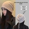 Trendy Japanese-Style Beanie for Women - Slimming Knit Hat with Drawstring for Large Head Sizes, Autumn/Winter Fashion