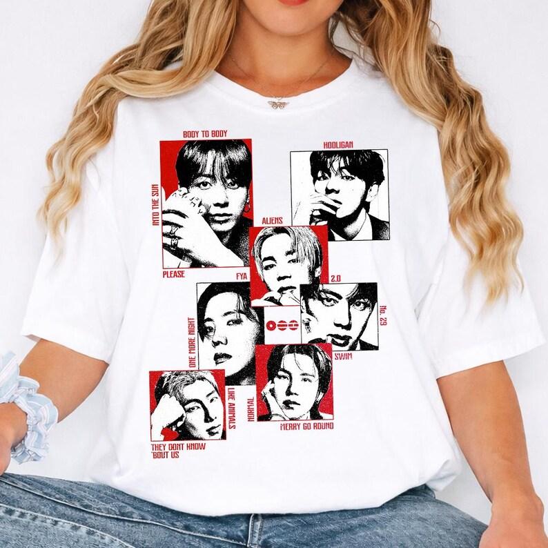 Летняя мода 2026 Модная футболка Мужская Женская Винтажный топ K-pop BTS 2.0 Рубашка Ариранг, Тур BTS 2026 Милая футболка с групповым принтом, Мерч, Вдохновленный фанатами