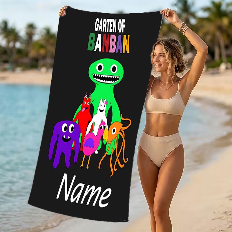 Customizable personalized beach towels Garten Of Banban themed designs.Suitable for the beach, yoga, sports;ideal as beach accessories