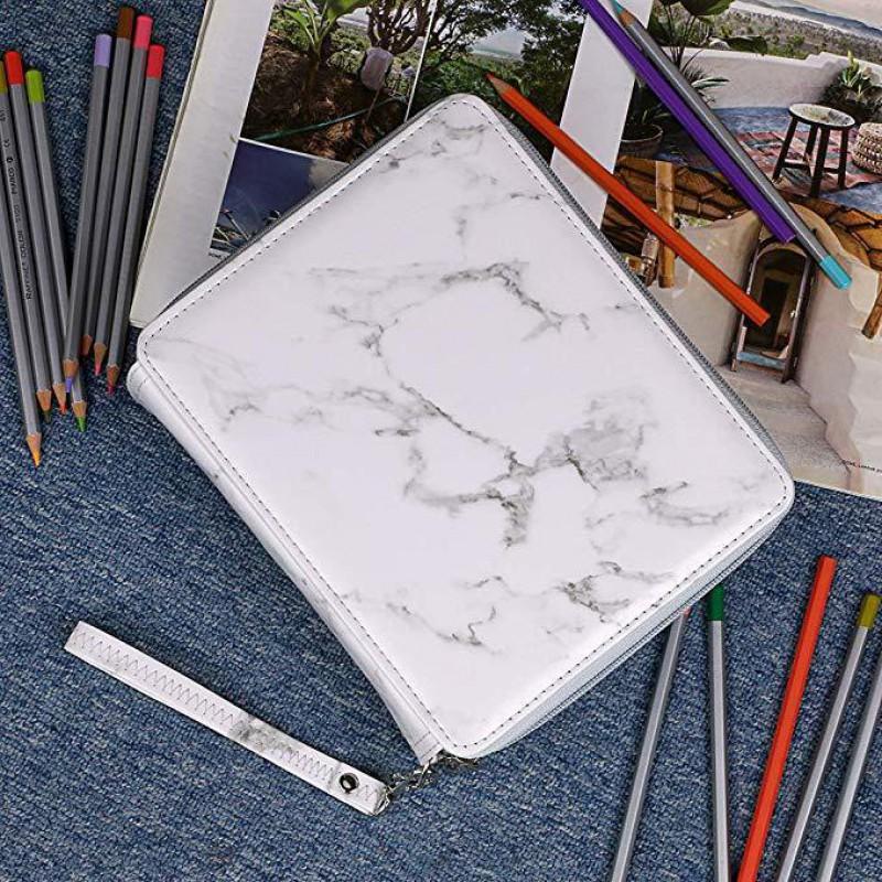 Large Capacity Art Pencil Case With 120/168 Slots PU Leather Handheld Bag Artists Students Sketching Drawing Supplies