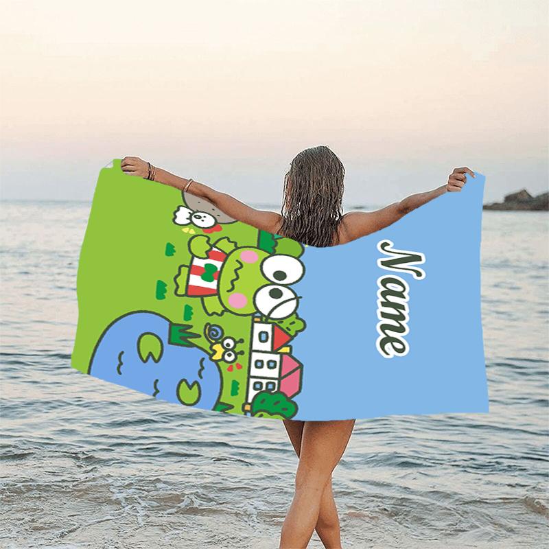 1pc Kuromi10 Beach Towel with Custom Name, Beach/Swimming/Bath/Picnic/Camping Towel, Suitable for Seaside Beaches