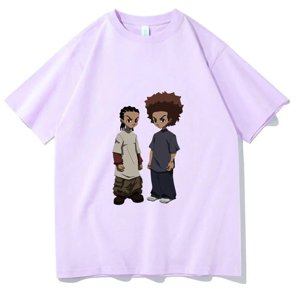 Футболка с принтом The Boondocks Huey and Riley, модные хлопковые футболки унисекс в стиле Харадзюку, негабаритная футболка унисекс в стиле рок, хип-хоп, футболка унисекс