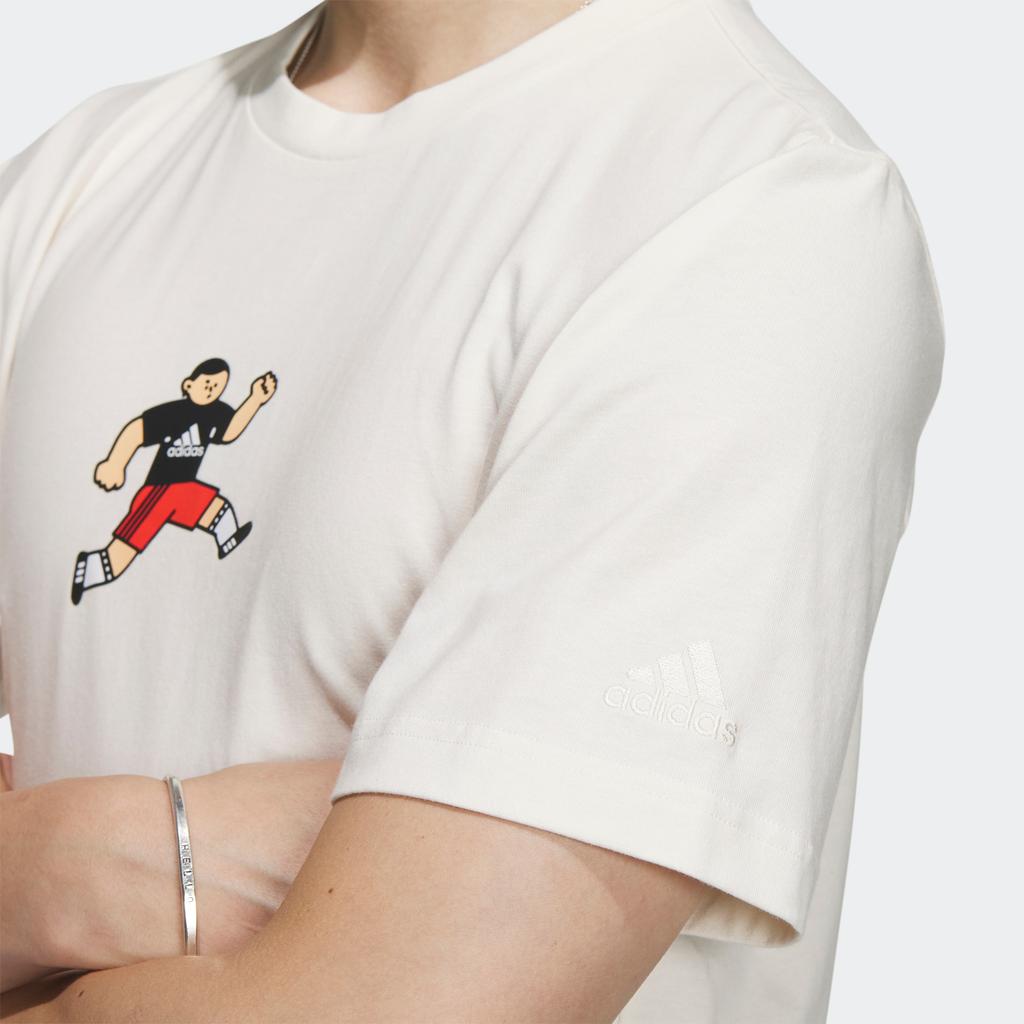 adidas Мужская футболка с графическим принтом X SEEBIN и мультяшным принтом розово-белая IA8117