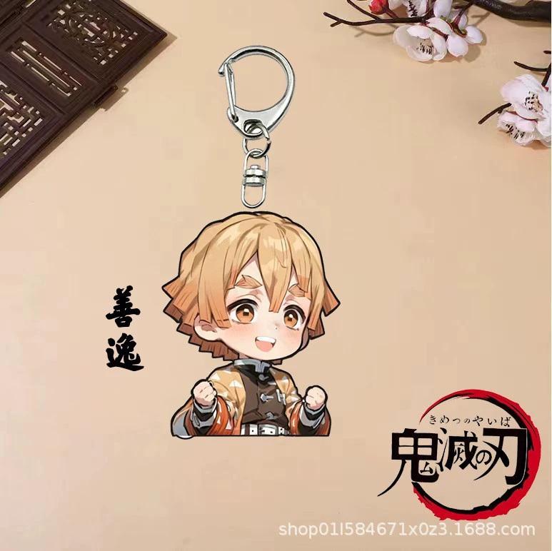 Keychain Pendant Anime Demon Slayer Kimetsu No Yaiba Kamado Tanjirou Double Sided HD Bag Pendant Gift For Fans Cosplay Props Jewelry Gift