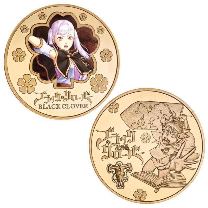 Black Clover Commemorative Coin, Anime Coin Peripheral Commemorative Coin, Die Cast Metal Coin, Badge Gift, Gift Box Set