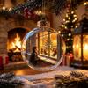 Window Display Festive Supplies Glowing Christmas Story Ornament, Light-Up 3D Hanging Ball with Warm LED, Mini Holiday Wall Decor Scene Clear