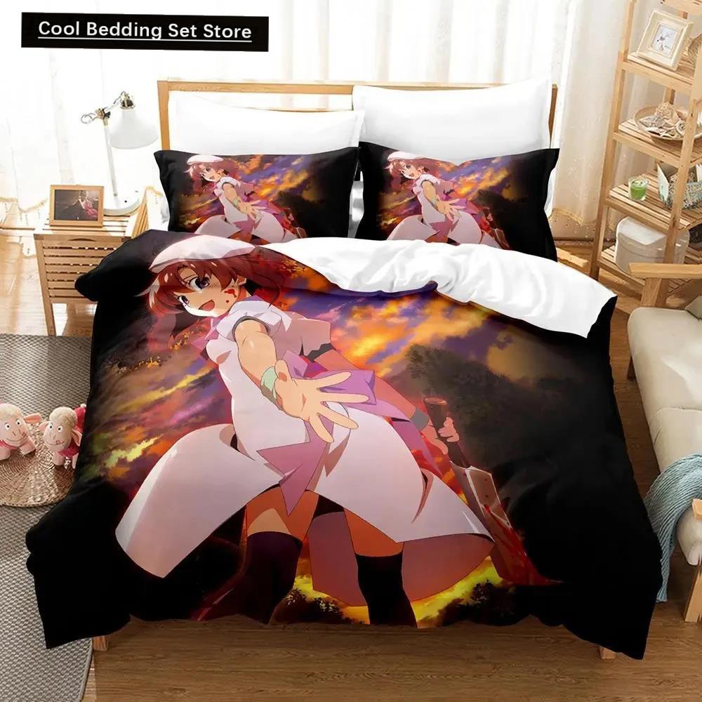3D Anime Higurashi When They Cry Bedding Set Duvet Cover Bed Set Quilt Cover Pillowcase Comforter King Queen Size Boys Adult