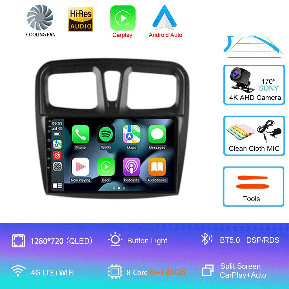Для Renault Logan 2 Sandero 2 2012-2019 Автомобильное радио Android 14 Carplay Auto 2K Экран Мультимедийный проигрыватель Автомагнитола Стерео Головное Устройство
