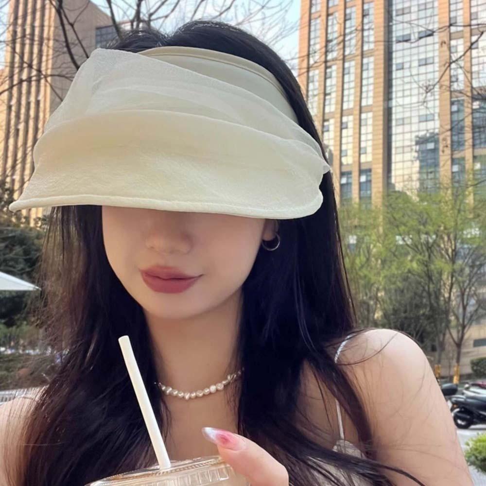 Solid Color Folding Sunshade Hat Portable Wide Brim Visor Caps Sunscreen Empty Top Hat Travel