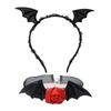 Flower Bat Wings Hairband Mesh Halloween Hair Hoop Cute Headband Necklace Set  Girls