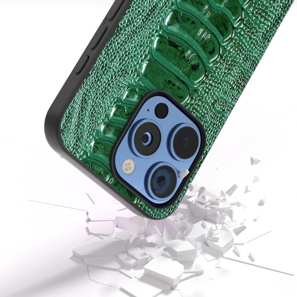 ABEEL Чехол для iPhone 16 Pro Max Текстура крокодила Натуральная коровья кожа+ТПУ+ПК Чехол для телефона