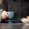 Su's Ceramic Enamel Color Palace Style Ceramic Personal Tea Cup Tea Tray Gift Box Accompanying Gift (Blue)