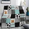 Highland Cow Patchwork Plaid Cow Print Flannel Throw Blanket Super Soft Warm Blanket for Sofa Bed Farmhouse Home Decor Gift
