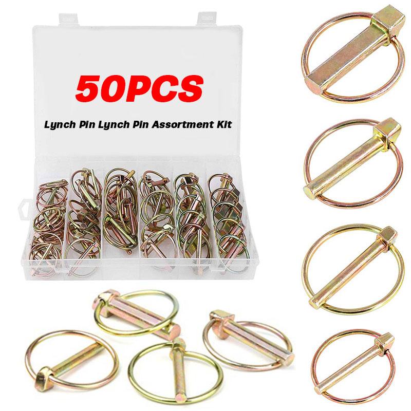 50 шт., набор штифтов Линча, набор штифтов Линча с кольцом, сверхмощный штифт Линча для сельскохозяйственных тракторов, прицепов, грузовиков, косилок, 4 размера