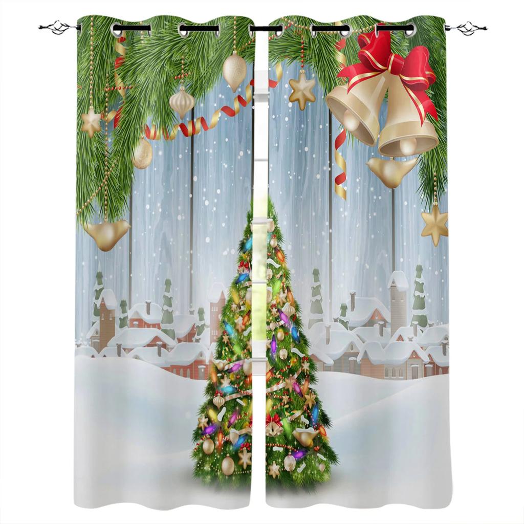 Curtains Santa Drapes Old Santa Claus Christmas Tree Xmas Living Room Window Opening Drapes High Shading Modern Fashion Various Design Decor