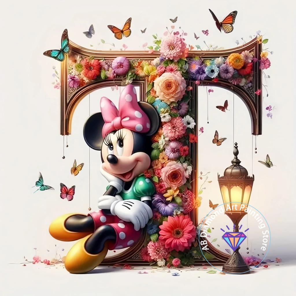 Mickey Mouse Minnie Letter Diamond Painting Kit 5D DIY Diamond Embroidery Cross Embroidery Handmade Art Gift Home Decoration