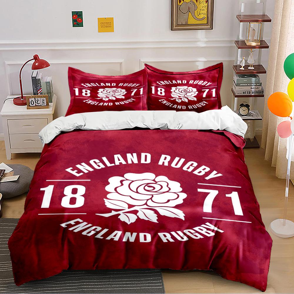 England Rugby Rose Logo Design Bedding Set (1 duvet cover, 2 pillowcases, duvet not included) sofas