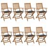 Day and Night - Day and Night Folding Garden Chairs 8 Units Solid Acacia Wood and Cushions