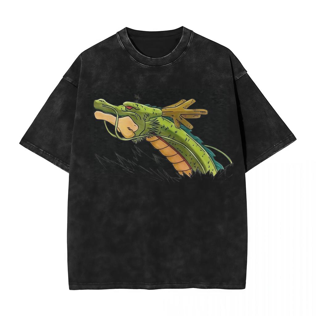 Summer Dragon Ball Anime Family Parent-Child Washed Ultra-Large Retro T-Shirts High-Quality Elements Streetwear Clothes Tee
