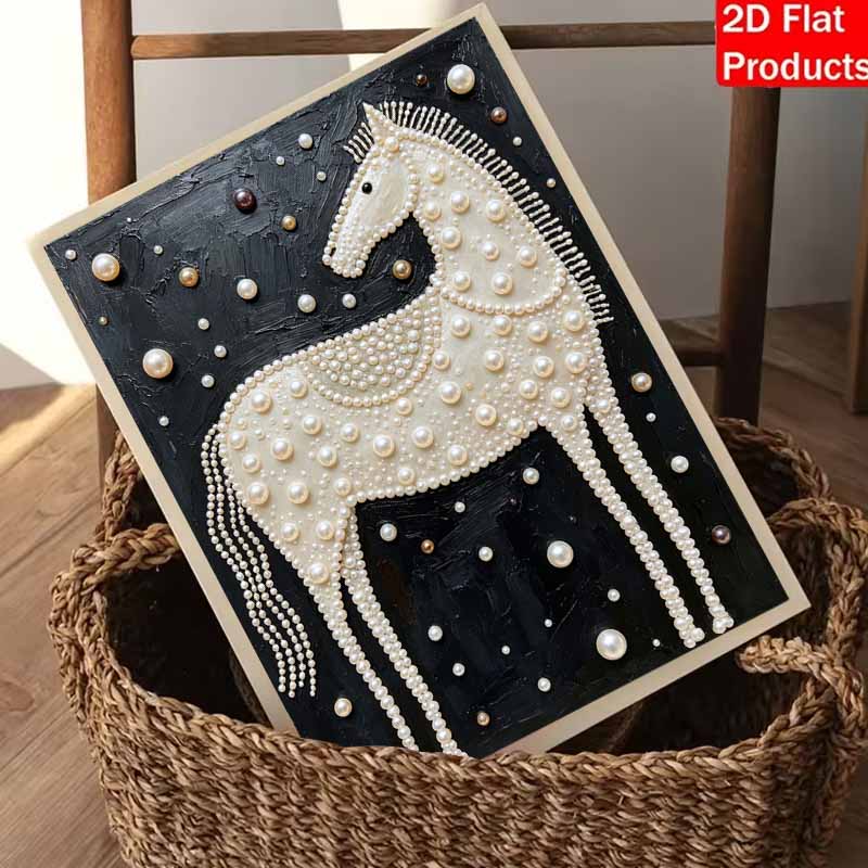DIY Diamond Painting Kit White Horse Sparkling Diamond Art for Adults and Beginners. Handmade Home Wall Decor and Gifts